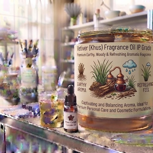 Vetiver (Khus) Fragrance Oil IP Grade – Premium Earthy, Woody & Refreshing Aromatic Fragrance bulk wholesale