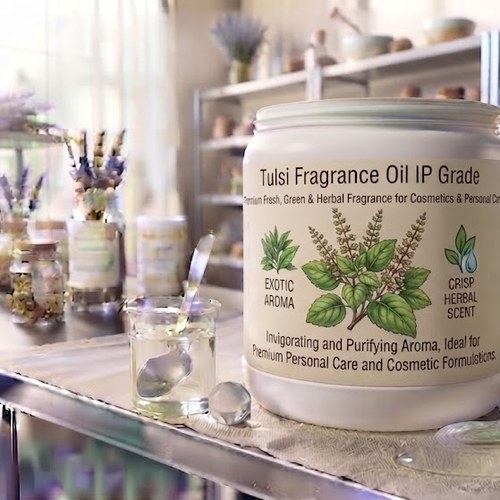 Tulsi Fragrance Oil IP Grade – Premium Fresh, Green & Herbal Fragrance for Cosmetics & Personal Care bulk wholesale